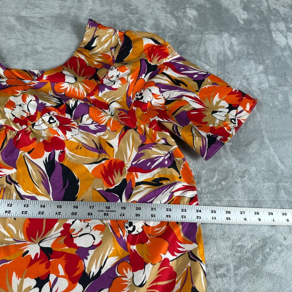 Sears Muu Muu Dress Women M Orange Floral Boho Maxi Lounger Vintage 70s Style - Picture 6 of 7